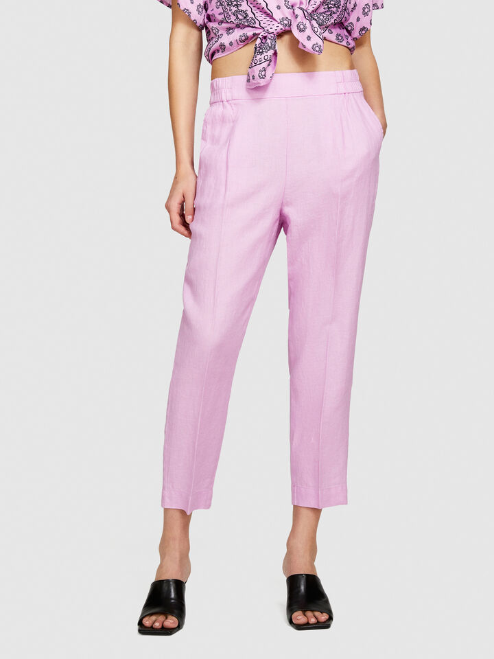 100% linen joggers - women's joggers - Soft Pink | Sisley image number 4